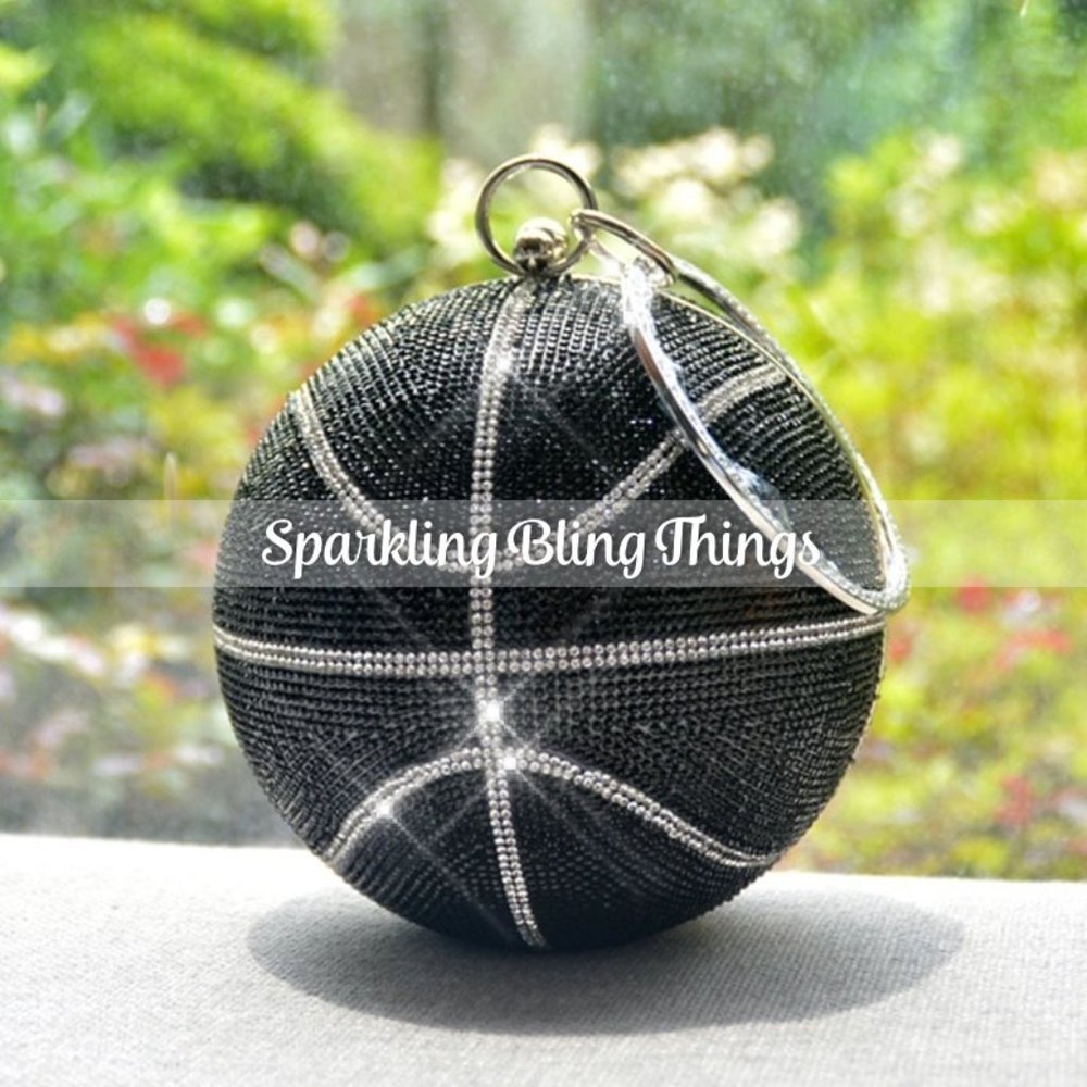 NEW BLING SWAROVSKI CRYSTAL RHINESTONE BASKETBALL CLUTCH HANDBAG PURSE +… - Picture 13 of 15